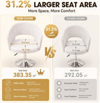 VECELO Large Wide Velvet Accent Chair, Adjustable Luxury Vanity & Dining Chair with Gold Barstool Base, 360°Swivel Upholstered Armchair for Living Room, Bedroom, Home Office, Pearl White
