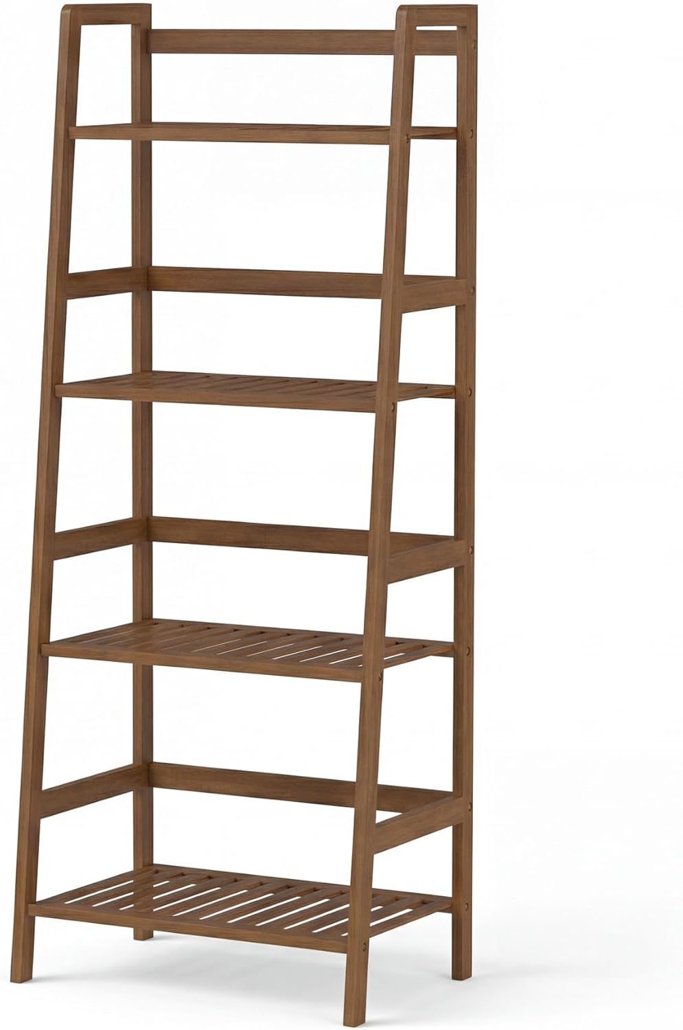 COSTWAY 4-Tier Ladder Shelf, Bamboo Plant Stand Rack, Freestanding Bookshelf, Multifunctional Storage Shelves, Flower Stand Rack Holder for Garden, Balcony, Living Room, Bedroom (Brown)