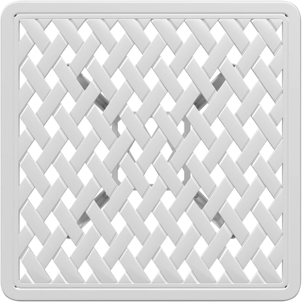 Square Garden Table, Small Outdoor Patio Table in White Cast Aluminum, Rust-Resistant Metal Bistro Table for Balcony, Porch, Deck, and Indoor Dining