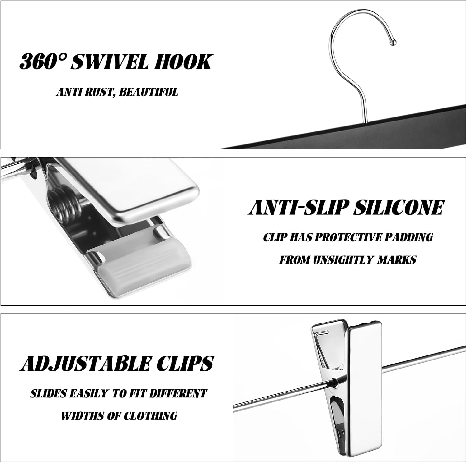 DoubleFill 1 Pcs Kilt Hanger 15.8 Inches Wooden Duty Skirt Hangers with 4 Clips for Closet (Black)
