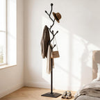 Tree-shaped coat rack stand,Metal coat tree with 8 Hooks and sturdy cast iron base,Heavy Duty coat rack freestanding coat hanger stand for Clothes Hats Scarfs Purses (black)