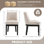 RIVOVA Upholstered Dining Chairs Set of 2, Modern Wooden Dining Room Chair Linen Fabric Kitchen Chairs Farmhouse Dinner Chair with Black Hardwood Frame, Beige