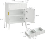 Sideboard Storage Cabinet with 2 Drawers & 2 Doors, Fluted Kitchen Buffet Cabinet with Adjustable Shelves, Coffee Bar Station for Living Room, Entryway, 13.8 x 27.6 x 35.6 Inches, White