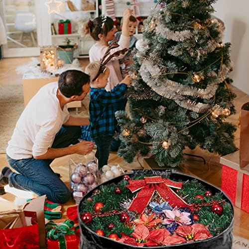 Wreath Storage Bag By Propik 30" - Garland Holiday Container Tear Resistant Material - Easy Storage Featuring Heavy Duty Handles And Transparent Card Slot 30” X 30” X 8” (Black)