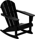 HDPE Laguna Outdoor Rocking Poly Adirondack Chair with Side Table 3-Piece Set, Black