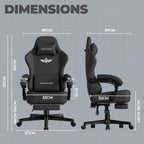 GTPLAYER Big and Tall Gaming Chair 400lbs Heavy Duty Office Chair with Footrest, High Back Pocket Spring Ergonomic Computer Chair for Adults, Wide Seated Cushion with Linkage Armrests, Leather Black