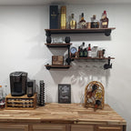 Bar Liquor Shelves, Industrial Pipe Shelving Wine Rack Wall Mounted, Wine Bottle Display Storage Holder for Kitchen Dining Room Bar (Black)