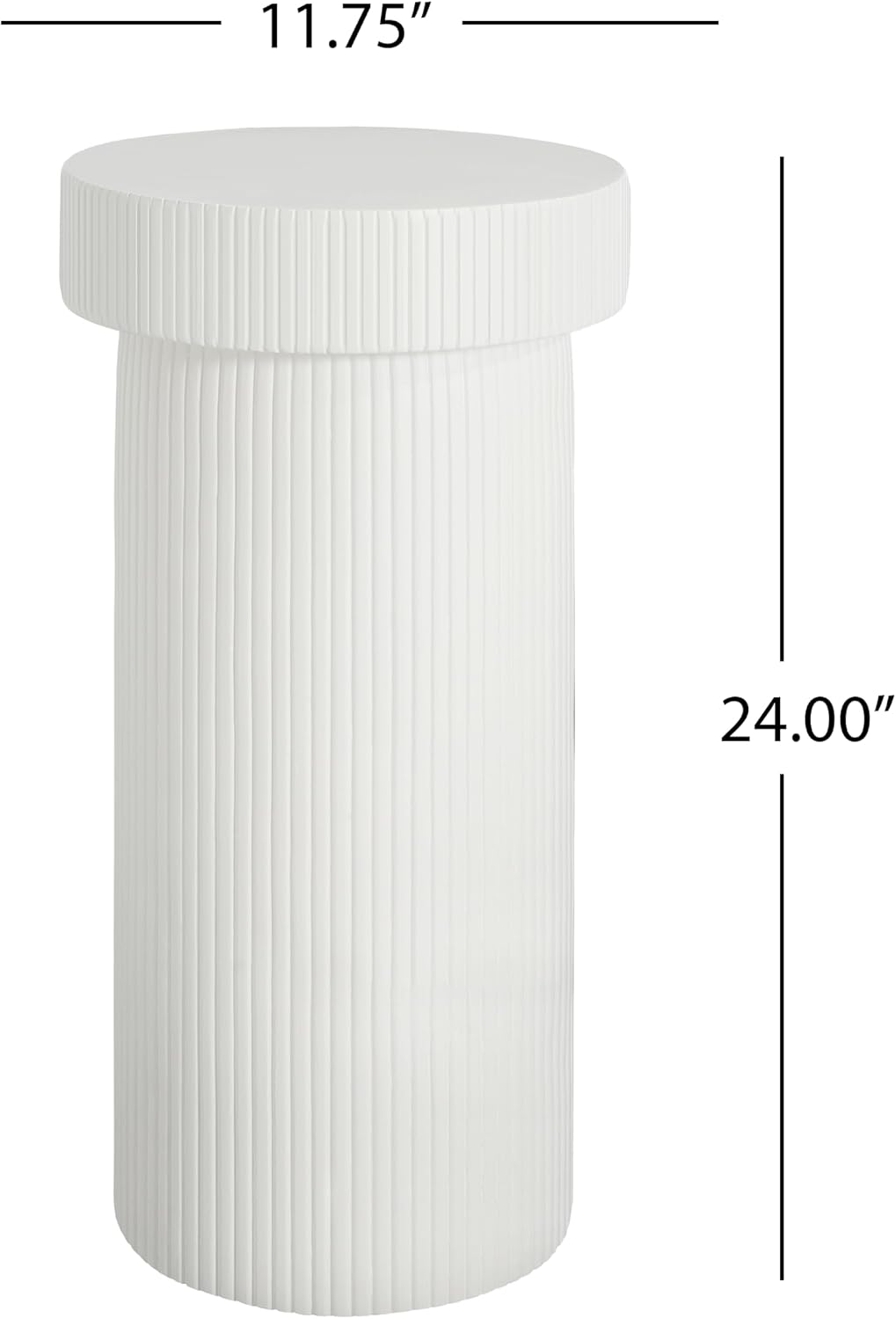 ø11.75'' Faux Stone Side Table Round End Table for Living Room, Modern Contemporary Pedestal Plant Stand, MGO Lightweight Concrete Material for Outdoor & Indoor, No Assembly, White