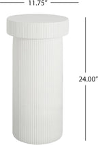 ø11.75'' Faux Stone Side Table Round End Table for Living Room, Modern Contemporary Pedestal Plant Stand, MGO Lightweight Concrete Material for Outdoor & Indoor, No Assembly, White
