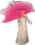 Fishbone Fan 2pcs Fishbone Fan Veil Opening Dance Stage Props Performance Customed Gradient Color Chiffon Large Fans 85cm(Color 22)