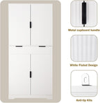 72" Kitchen Pantry Cabinet with 6 Door Shelves & 3 Keyboard Drawers, Freestanding Storage Cabinet with Adjustable Spice Racks, Large Capacity Cupboard for Dining Room