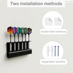 Rectangular Wall-Mounted 6-Hole Dart Holder Stand - Presentation Darts Rack for Display and Storage, Excellent Dart Board Accessories