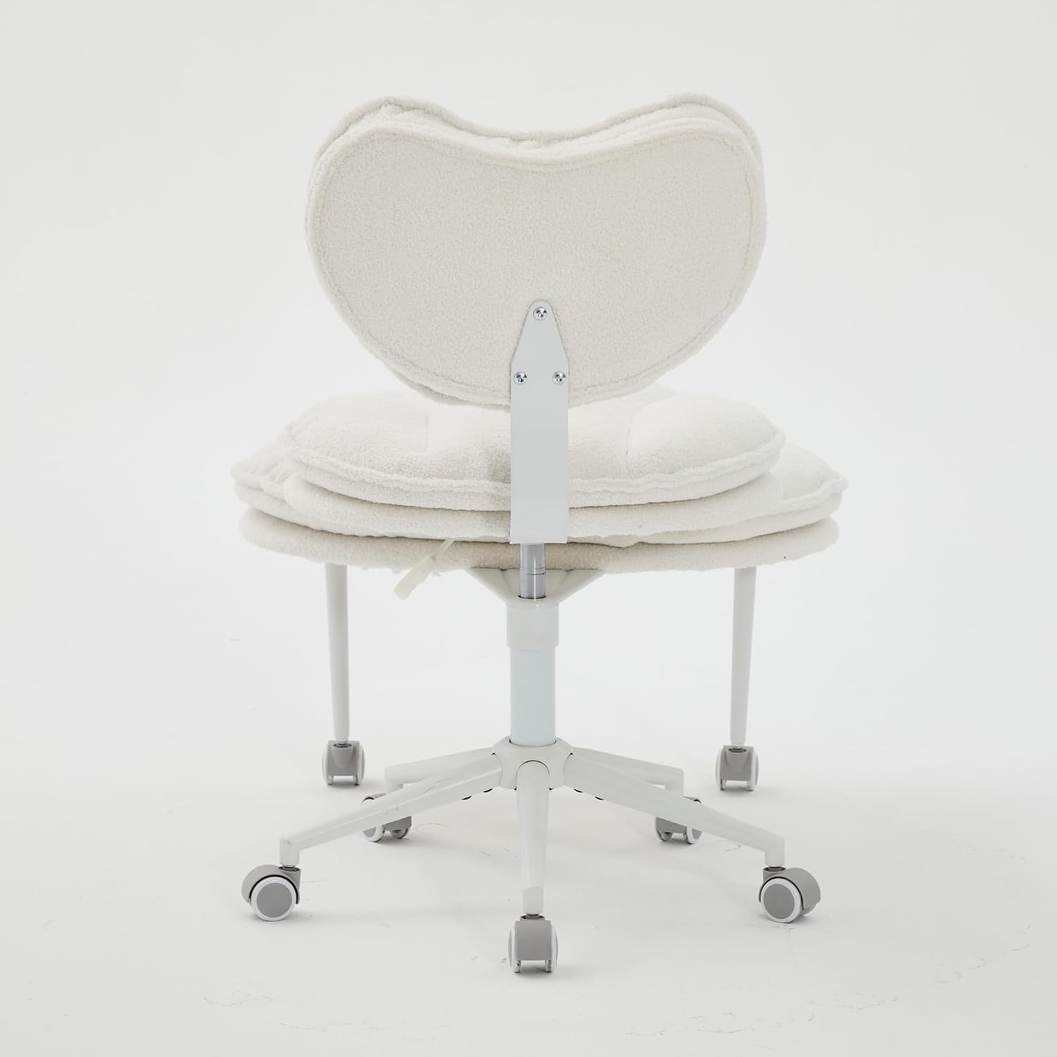 Cross Legged Office Chair with Wheels–360°Swivel Meditation Chair, Adjustable Height Yoga Office Chair for Adults, Ergonomic Kneeling Chair with Back Support for ADHD,Teddy Fabric Ivory