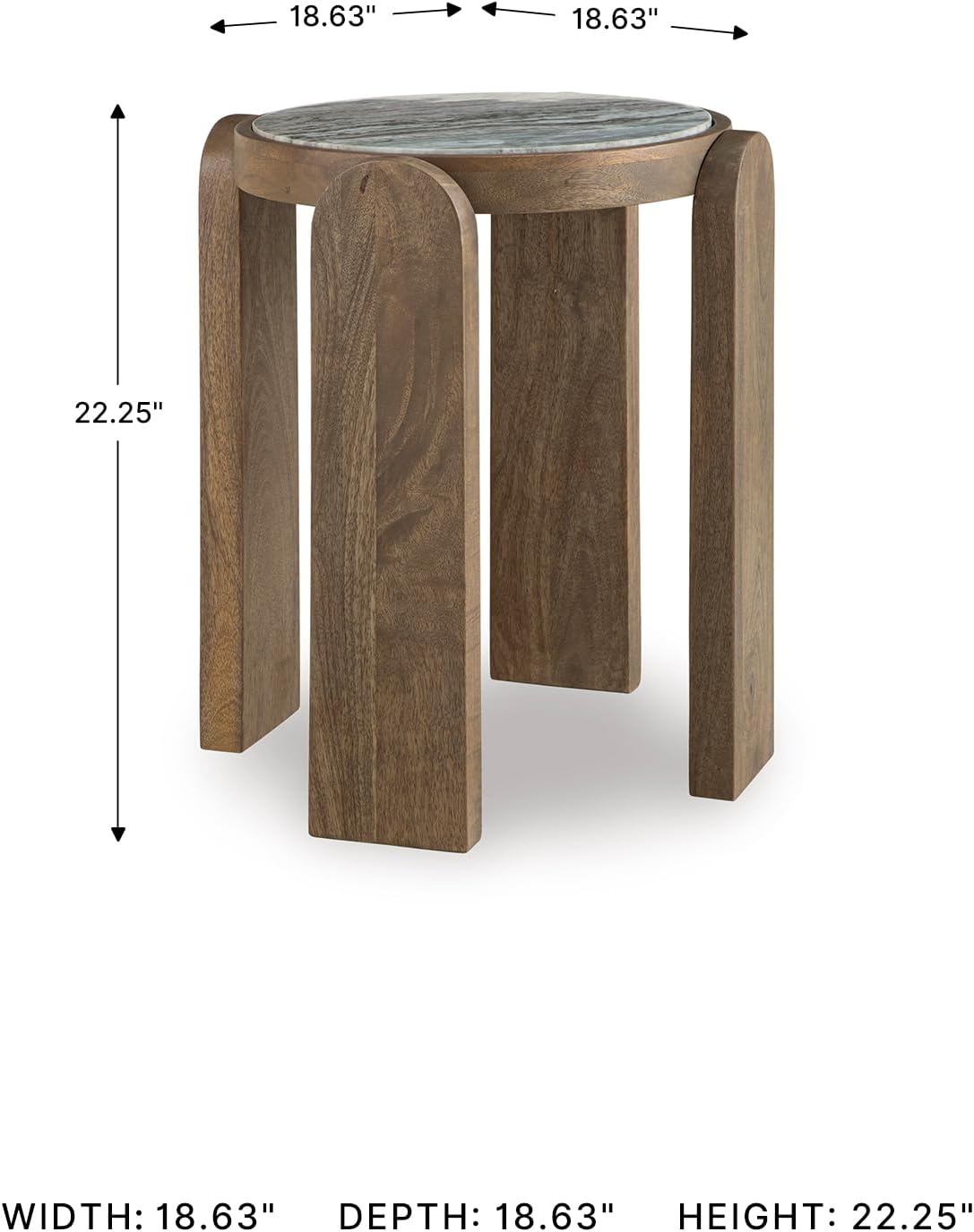 Signature Design by Ashley Gavrilley Contemporary Accent Table with Marble Top, Light Brown & Gray