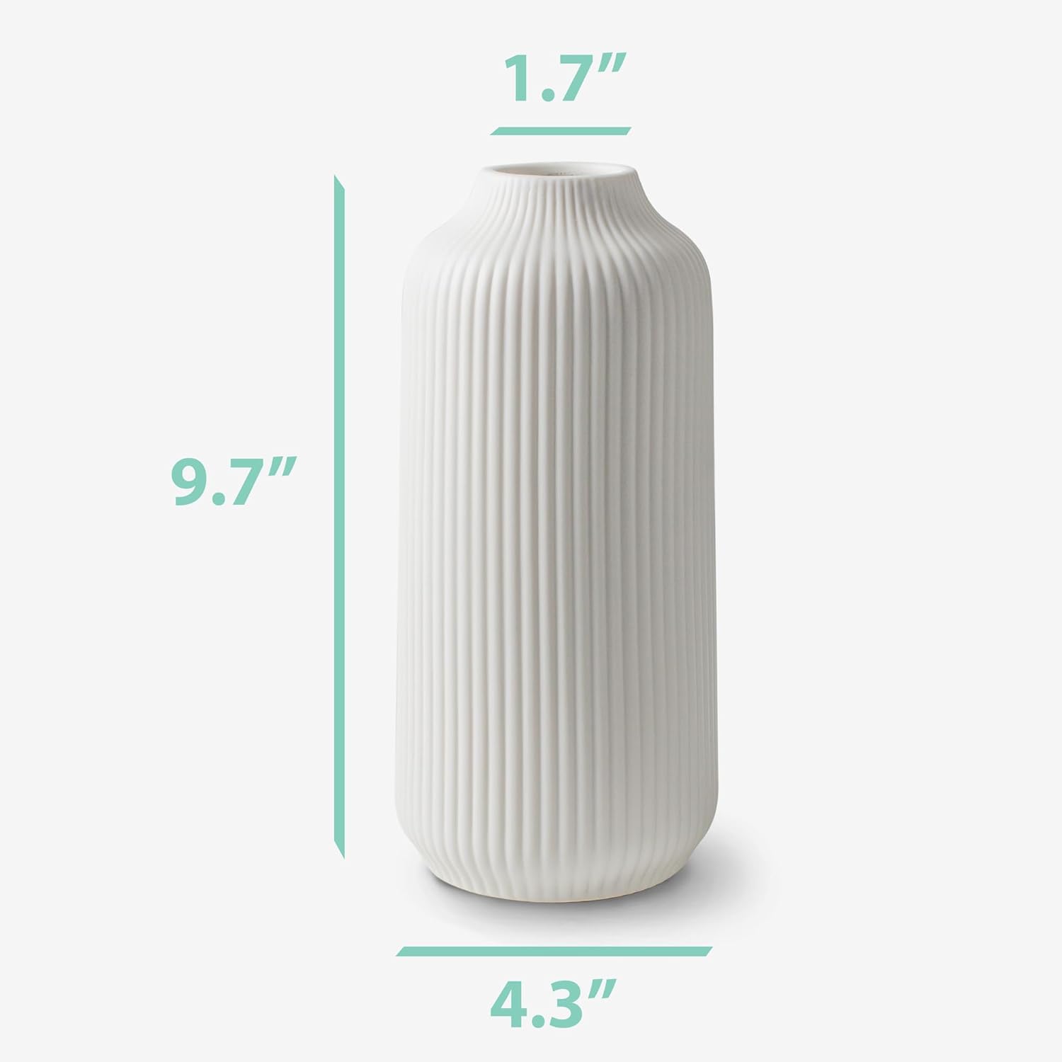 flature Ceramic Vase in Nordic Style, Decovase Large for Pampas Grass as Boho Deco, Vase White Matt 10 inch for Flowers, Scandinavian Design Home Decoration for Fresh Flowers, Dried Flowers (Size L)