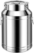 Metal Bucket, 304 Stainless Steel Sealed Milk Barrel, Large Milk Bucket Wine Can Pail Tote Tank with Sealed Lid & Handle for Milk Wine Oil Liquid Transport Storage Container(16.9Gal/64L)