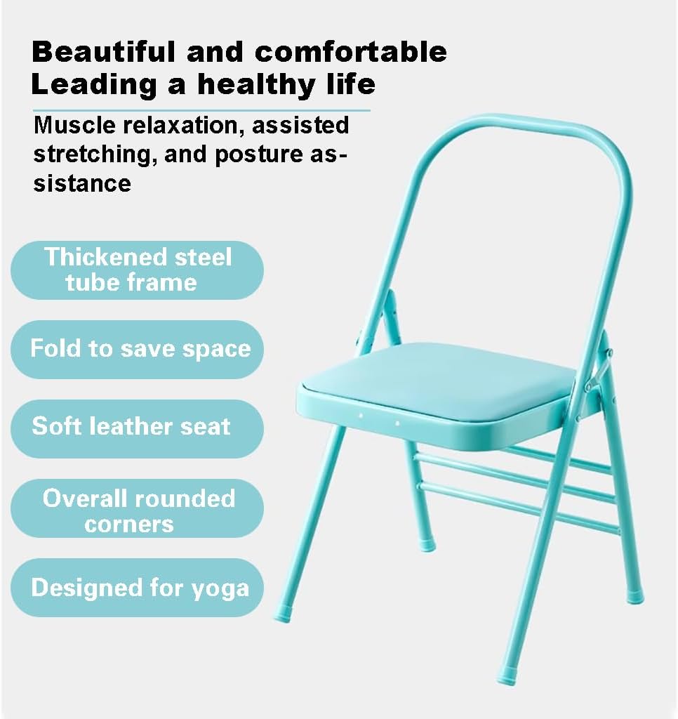 Adult Foldable Backless Yoga Chair with a Load Capacity of 300 kilograms. Yoga Auxiliary Chair with Lumbar Back Support Freed Back Pain Chair can Assist in Completing Yoga Movements.,Pink