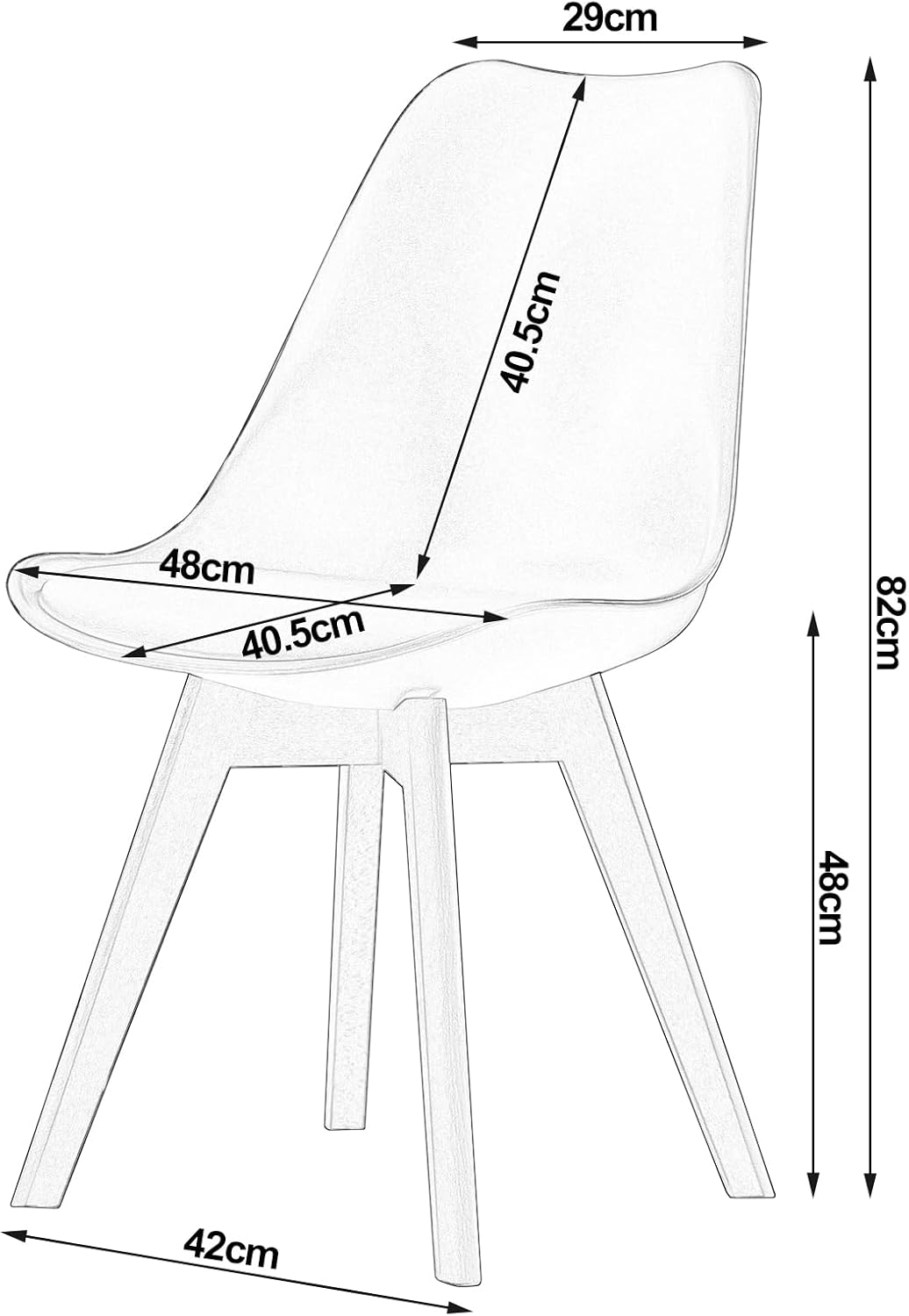 WOLTU BH29mf-4 Set of 4 Multi-Coloured Linen and Wood Dining Chairs Kitchen Chairs