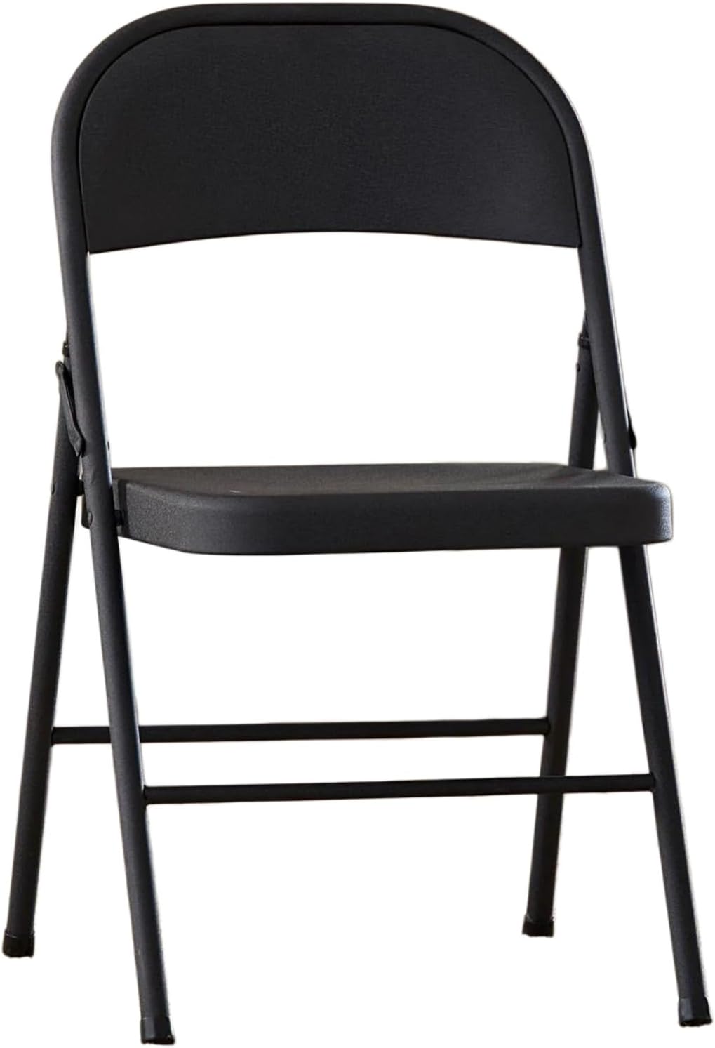 Black Steel Double-Braced Folding Chair, Heavy Duty Metal Chair