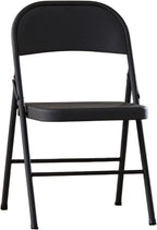 Black Steel Double-Braced Folding Chair, Heavy Duty Metal Chair