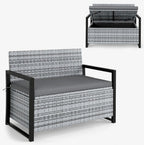 Gray Rustic Rattan Outdoor Storage Bench 40 Gal 800lb Load UV-Resistant 43.5in Seat Cushion Liner for Garden
