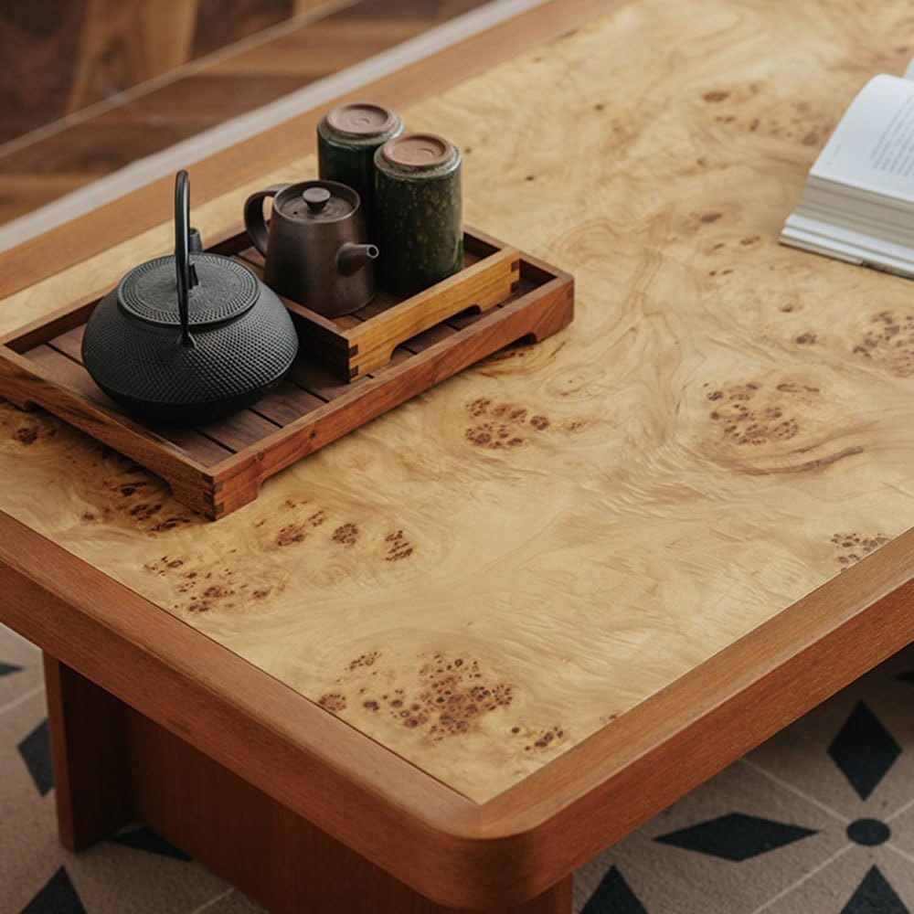 End Tables Burl Wood Coffee Table Unique Live Edge Top Modern Living Room Center(Small)