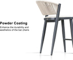 PURPLE LEAF Counter Height Bar Stool Set of 2 Patio Bar Stools Bar Height Stools Contemporary Wicker Barstools for Garden Lawn Grey Island Chair