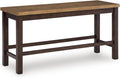 Signature Design by Ashley Sharlander Casual Counter Height Dining Bench with Foot Rest, Light Brown & Dark Brown