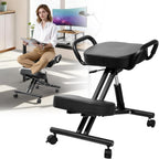 Kneeling Chair Ergonomic with Armrests Locking Casters 22.4"-26.3" Height-Adjustable Postures Seat 220 Lbs for Home Office Meditation Black