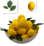 20Pcs Fake Lemons Artificial Fruits with 25 Leaves Faux Yellow Lifelike Plastic Lemon Decorations Realistic Limes Fruit Decor for Home Kitchen Table Cabinet Holiday Party Photography Props