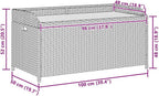 Outdoor Patio Storage Bench Gray Poly Rattan and Acacia Wood 39.4"x19.7"x20.5" Weather Resist Garden Seat with Cushion Storage for Porch Deck Yard