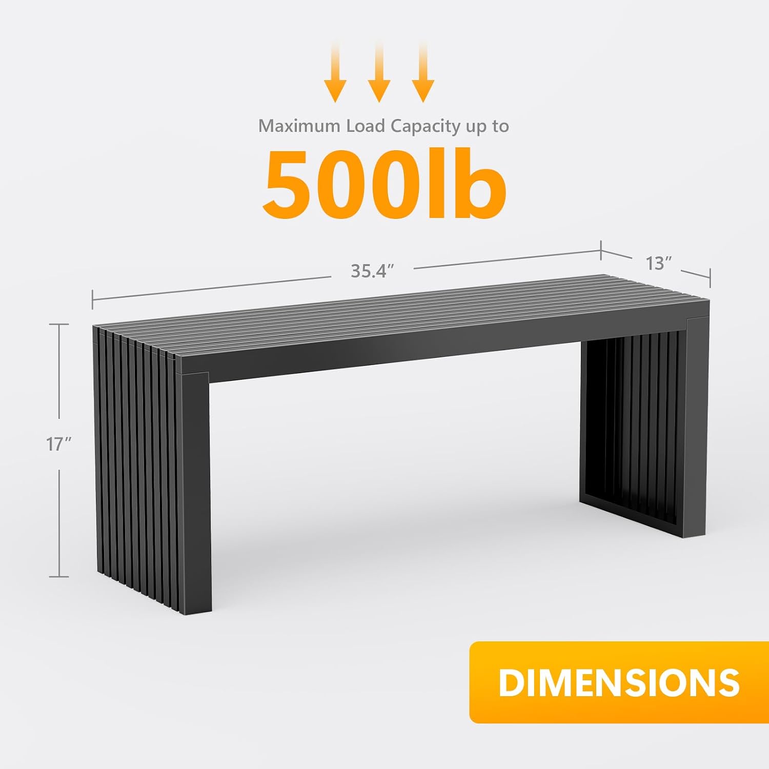 Bamboo Dining Bench, 35-inch Sleek Design Entryway Shoe Rack Bench, Indoor Kitchen Table Bench, Waterproof Outdoor Bench, Black