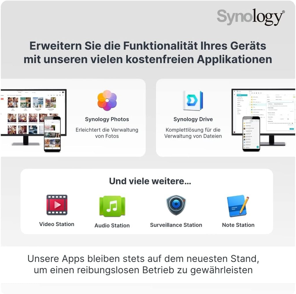 Synology Black DS420+ 4-Bay NAS Enclosure, 2-Core 2.0GHz, 2GB RAM, Metal, No HDD, Compatible with Desktop