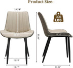 Dining Chairs Set of 6, Leather Modern Kitchen & Dining Room Chairs, Comfortable Upholstered Kitchen Chairs with Metal Legs Armless Side Chairs for Bedroom Restaurant Cafe, Khaki & Dark Grey