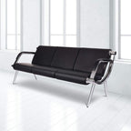 Kinfant Waiting Room Chair- Office Reception Furniture with Armrest and PU Leather Cushion, Office Guest Chair for Waiting Room Airport Hospital Bank Lobby, Black (Black, 3-seat)