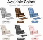 Glider Rocker Replacement Cushions Set with Storage Pockets, 5 PCS Rocking Chair Cushion Set with Backrest, Seat Cushion, Arm Pads and Ottoman Pad for Nursery, Living Room,Brown