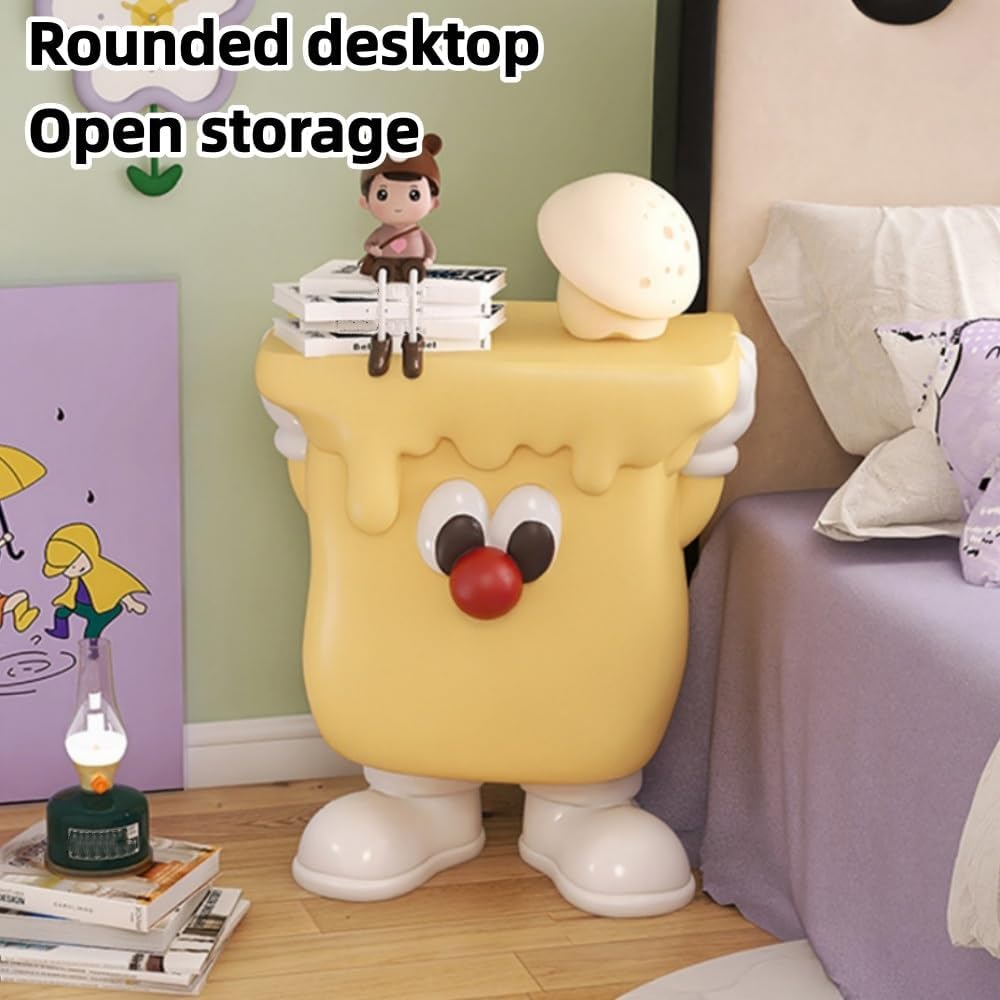 Modern Creative Resin Side Table, Cute Simple Bedside Table for Small Space, Multifunctional Small End Table Suitable for Bedroom, Living Room, Balcony
