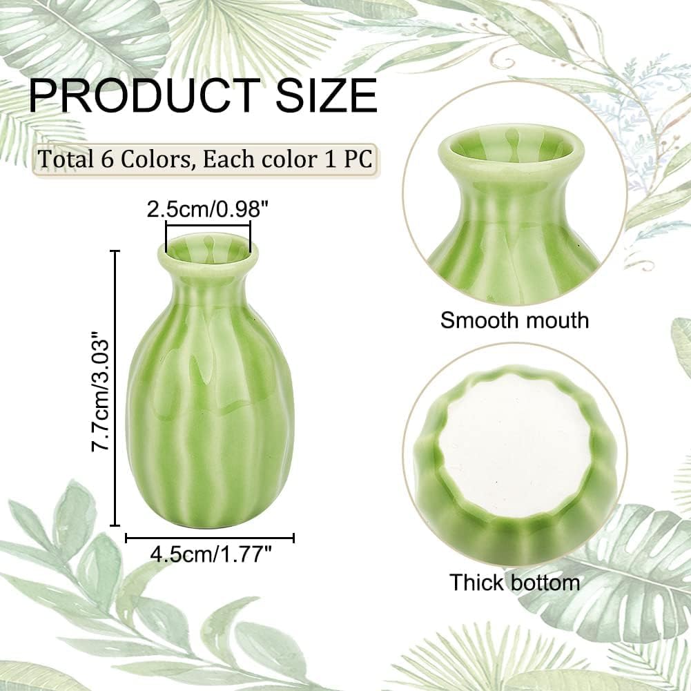 NBEADS 6 Pcs Mini Ceramic Flower Vase, Rustic Decor Vase Modern Farmhouse Multicolored Plain Small Vases for Flowers Small Plants Floral Dining Room Shelf