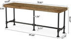 70.9-Inch Long Solid Wood Bar Table for 6-8 People, Industrial Narrow Counter Height Pub Table with Metal Footrest, Rectangular High Top Bar Unit for Kitchen Dining, Rustic Brown(Table Only)