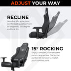 Anda Seat Novis Gaming Chair for Adults -Reclining Video Game Chairs, Linen Fabric Ergonomic Office Chair for Home & Work, Heavy Duty Back Lumbar Support - Gray Fabric, XL