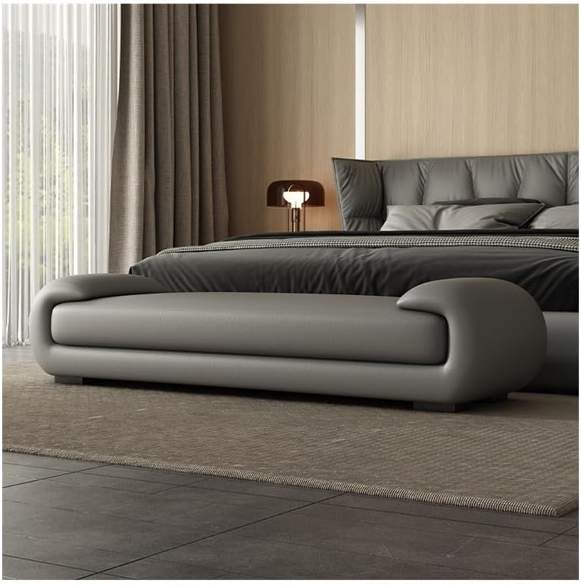 Modern Bed End Stool Bedroom Long Sofa Master Living Room Bedside Shoe Bench Entryway(Gris,Large)