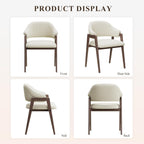 MALOL Wooden Dining Chairs Set of 4, Modern Fabric Upholstered Dining Room Chair, Kitchen Side Chairs, Farmhouse Dinner Chair with Curved Open Back for Kitchen, Beige