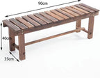 DRemdo Wooden Garden Benches, Tree Benches, 35"，47"，59" Double Wooden Benches, Brown Wooden Benches, Wooden Tables with Flat Noodles seat(90 * 40 * 35cm)
