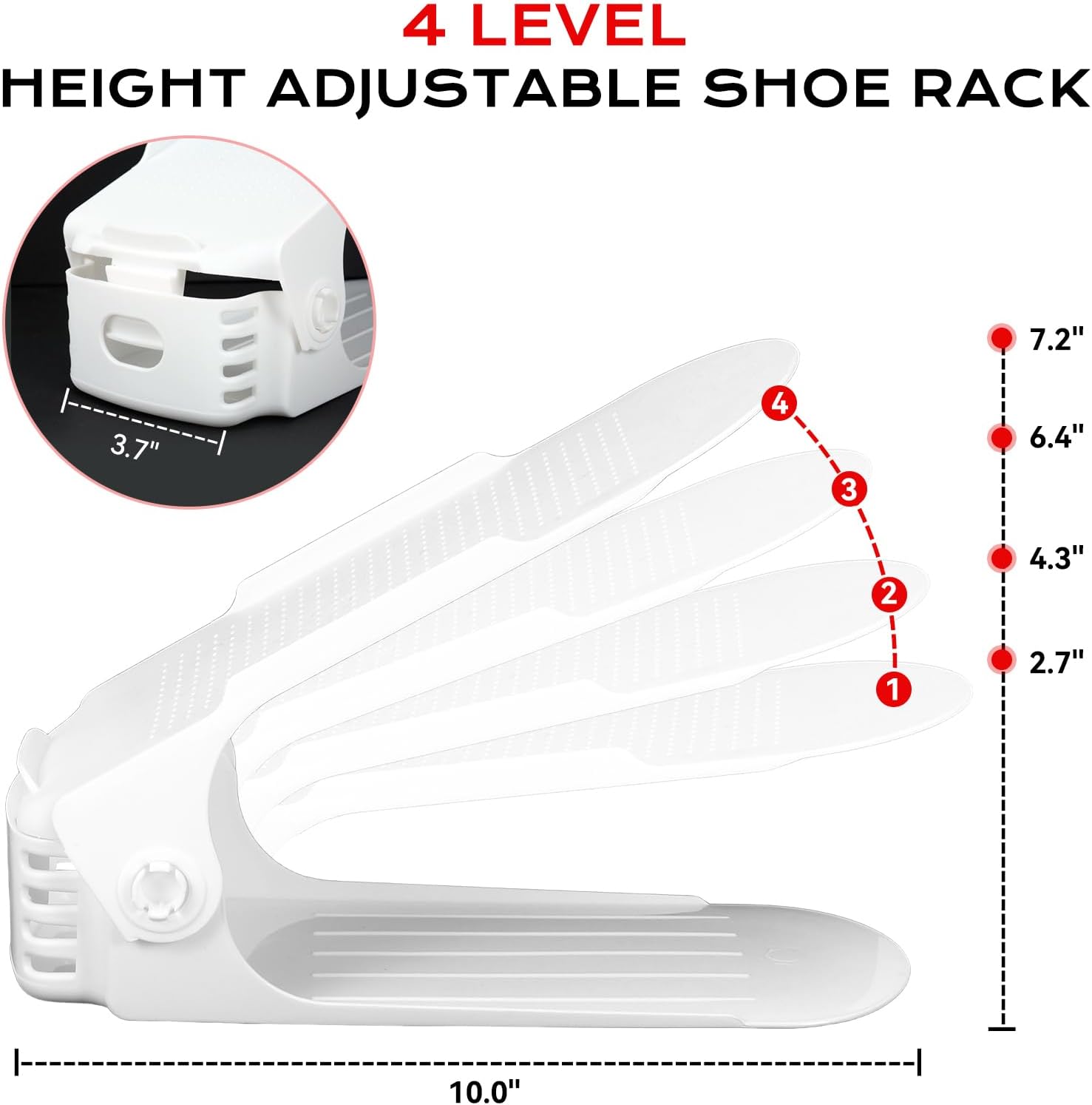 20pcs, Shoe Slots Organizer, Shoe Stacker, Shoe Organizers, Shoe Stackers, White, Double-Layer Wardrobe Stand, Adjustable in Four Layers, Organizer, Organizer, Organizer, Storage