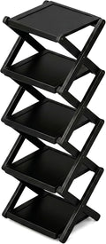 Foldable Bamboo Rack for Shoes, Tall Narrow Vertical Shoe Organizer, Space-Saving Multifunctional Shelf with Strong Load-Bearing for Entryway Corner Bedroom (Brown) Black_5 Layers 2-8 Layers