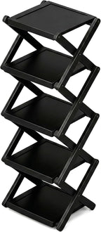 Foldable Bamboo Rack for Shoes, Tall Narrow Vertical Shoe Organizer, Space-Saving Multifunctional Shelf with Strong Load-Bearing for Entryway Corner Bedroom (Brown) Black_5 Layers 2-8 Layers