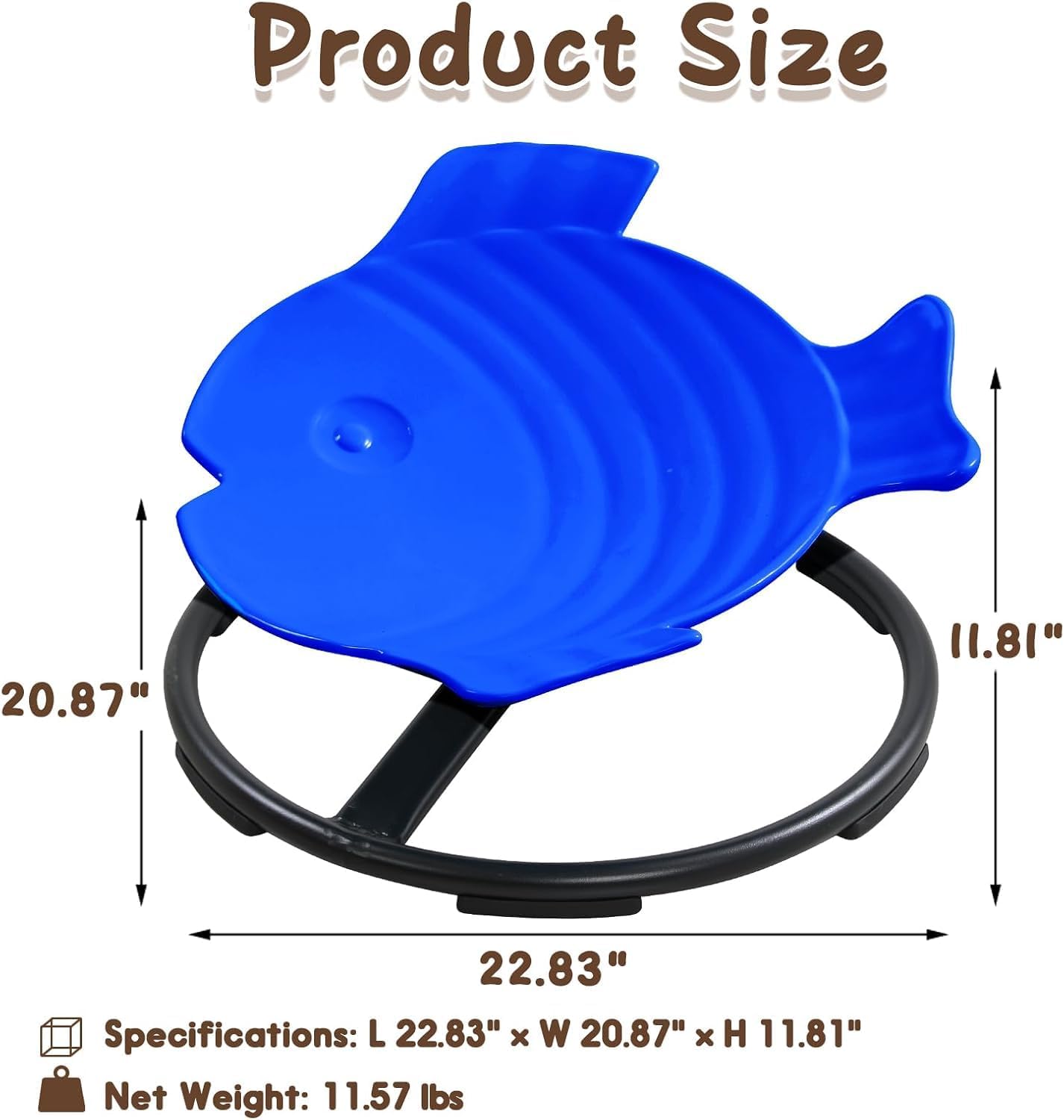 Sensory Spinning Chair for Kids with Autism & ADHD, Swivel Chair for Indoor/Outdoor Use, Sit and Spin Toys, Fish-Shaped Sensory Chairs for Autistic Children, Training Body Coordination (Dark Blue)