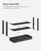 SONGMICS Bamboo Shoe Bench, 3-Tier Shoe Rack Organizer for Entryway, Living Room, Bench Seat Holds Up to 300 lb, 11.9 x 28.3 x 19.2 Inches, Ink Black and Slate Gray ULBS604B01
