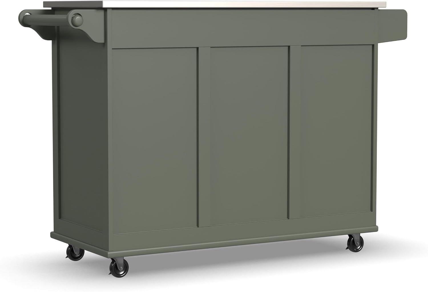 Homestyles Mobile Kitchen Island Cart with Stainless Steel Top, Sage Green