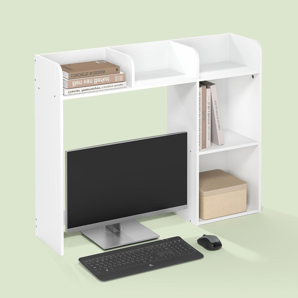 Hagen Desktop Bookshelf, Desk Hutch, Desk Organizer with 5 Shelves, for Home Office, Study Room, White